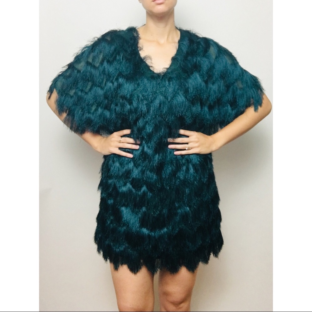 H&M green fringe dress - Picture 1 of 3